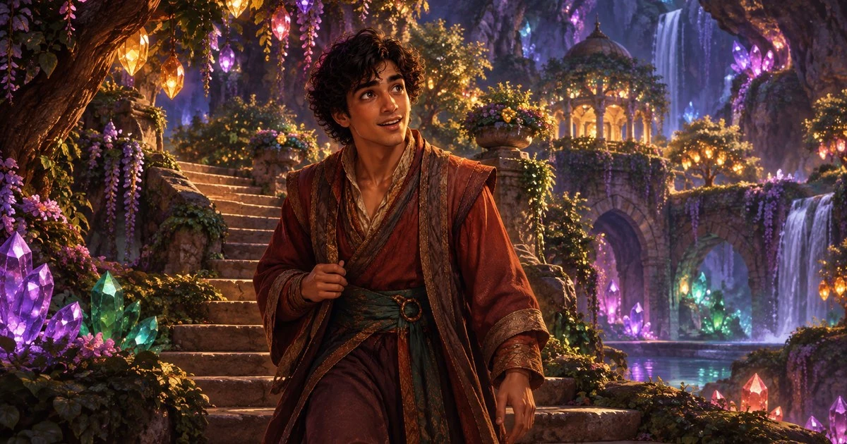 An adventurer in the luminous garden of a Mimact story